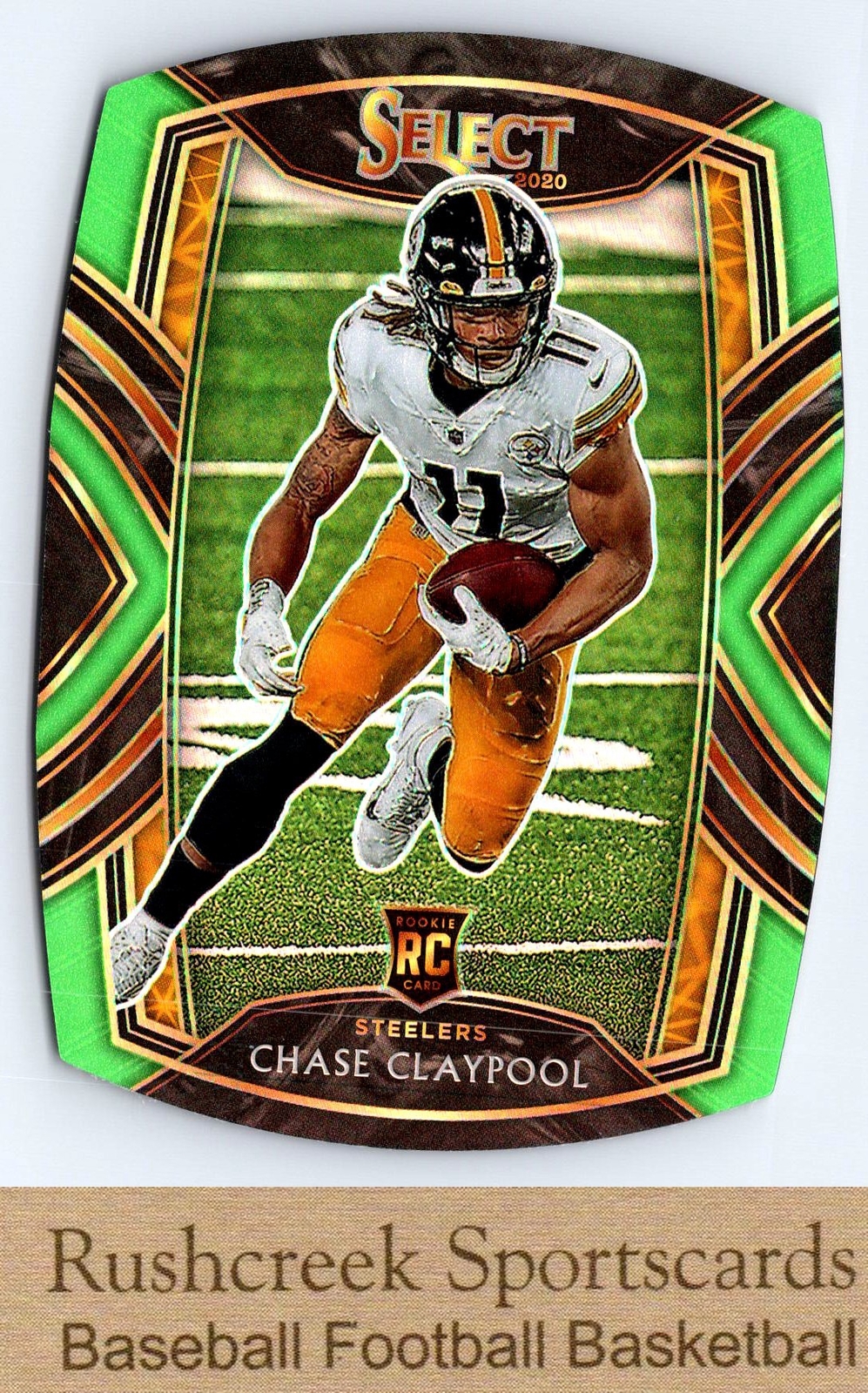 2020 Select #270 Chase Claypool RC Rookie Steelers Neon Green Die Cut Prizm