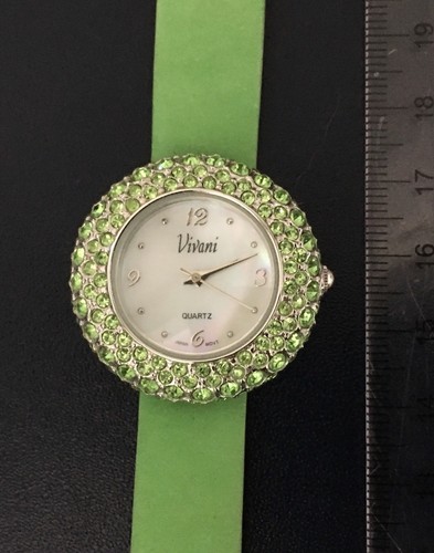 Vivani Watch Quartz w Green Genuine Leather Band and Green Crystals on Case - Bild 7 von 7