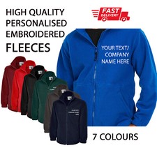 Custom Personalised Fleece Jacket Work Wear Embroidered Company TEXT Warehouse