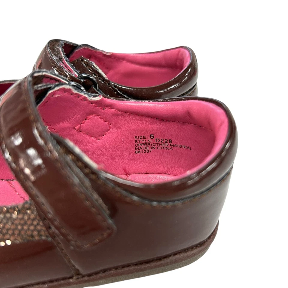 Angel Bebé Marrón Imitación Charol Cierre Gancho y Lazo Niñas Mary Jane Zapatos 5 Foto 4 de 4