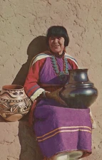 Maria Famous Pottery Maker San Ildefonso Pueblo NM Chrome Vintage Postcard
