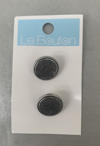 (Lot of 102) Le Bouton Metal Shank Antique Silver Round Buttons - Picture 2 of 4