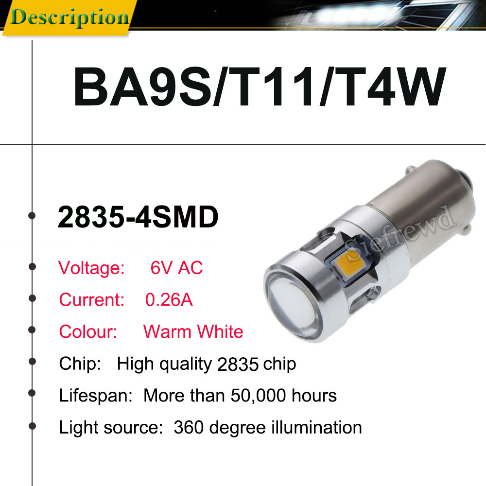 2835 SMD Dash Light Bulbs 10-Pack 6V BA9S LED Bulbs – White 6000K Dash, Map, & Side Marker Lights For Cars BA9S LED Bulbs 6V - Foto 10
