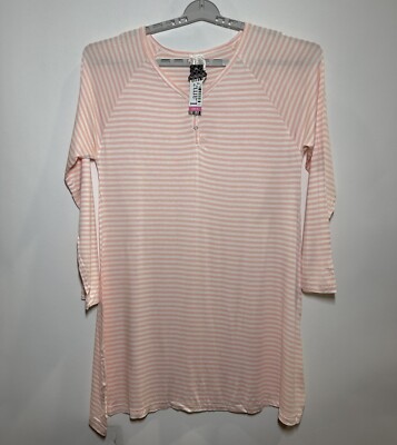 Lamaze Maternity Long Sleeve Snap Front Night Gown - Grapefruit Striped, XL