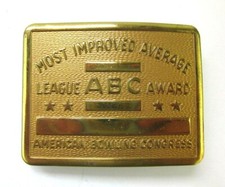 Vintage ABC Bowling League Award Belt Buckle Most Improved Average