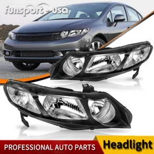 For 2006-2011 Honda Civic 4-Dr Sedan Headlights Assembly Black Housing Headlamps