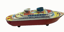 Wyandotte Toy Tin Litho Cruise Ship SS America Wheeled 1940s Pull Along USA 12"
