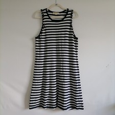 Michael Michael Kors Women White & Blue Sleeveless Striped Tank Dress Size Large