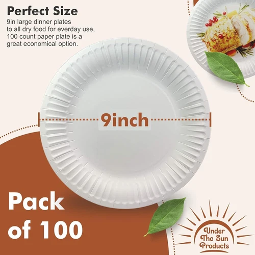 9" ungestrichene Pappteller für den täglichen Gebrauch (9" - 100 Stück) - Bild 3 von 7