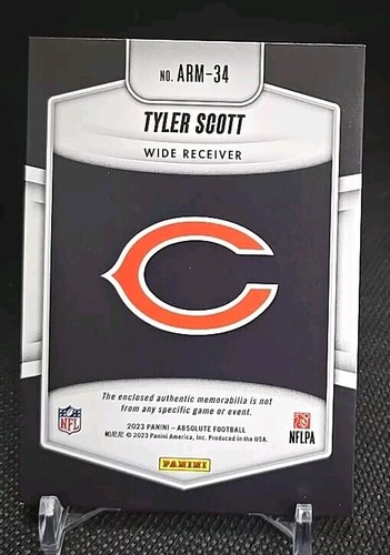 Camiseta deportiva Panini Absolute 2023 - Tyler Scott RC - parche ARM-34 Bears novato reliquia - Imagen 2 de 2