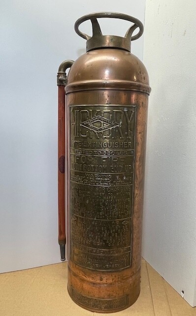 RARE Vintage HICKORY FIRE EXTINGUISHER copper brass empty Pyrene