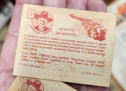 1951 Post Cereal Hopalong Cassidy Trading Cards - Scrapbook Find - Picture 5 of 6