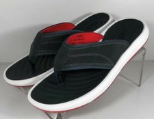 258657 SP38 NEWPORT THONG MEN'S SHOES 9 M NAVY LEATHER SANDALS JOHNSTON MURPHY