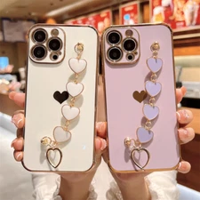 For iPhone 16E 15 14 13 12 11 XR 7 Love Bracelet Electroplated Soft Phone Case