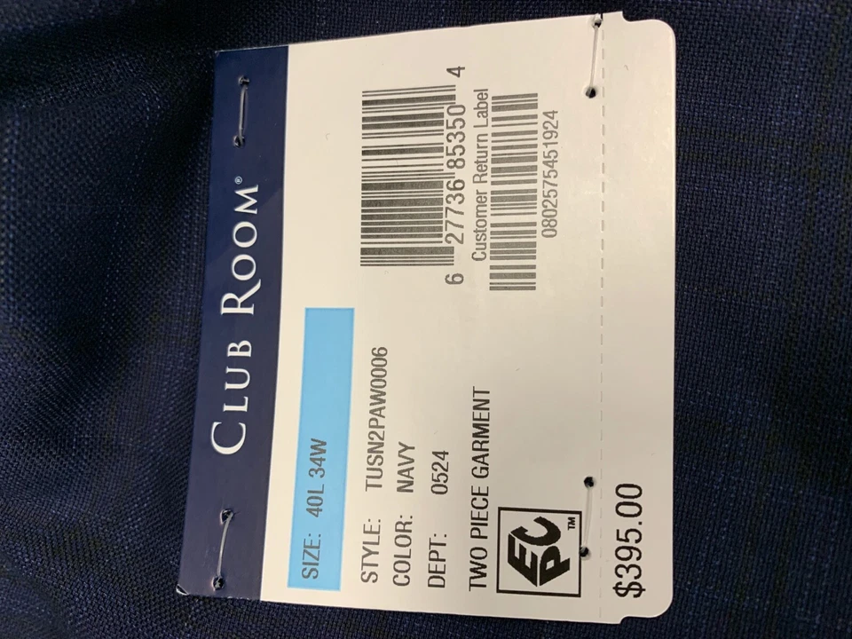 NUEVO CON ETIQUETAS CLUB ROOM PARA HOMBRES CORTE CLÁSICO ELÁSTICO AZUL MARINO A CUADROS TRAJE CHAQUETA ABRIGO DEPORTIVO 40L Foto 4 de 4