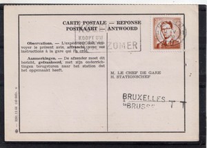 Belgium Chef De Gare Response Card Belgian Railways Parcel Card D0139 Ebay