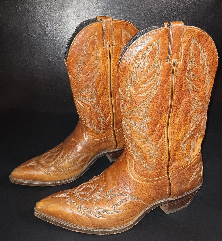 Code West Vtg Men's 11.5 Wings Western Leather Rustic Brown Pointed Cowboy Boots - Image 3 of 4