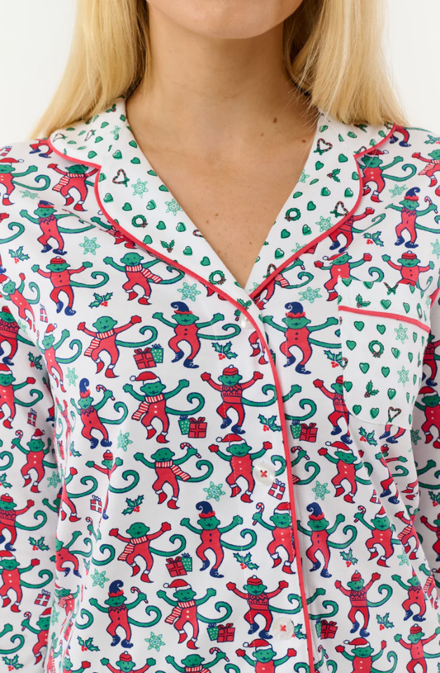 roller rabbit pajamas SIZE S Monkey Mas Patchwork Long Sleeve Polo ...