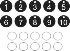10PCS Number Tags 1-10, Number Key Tags Plastic Numbered Keychain with Key Rings