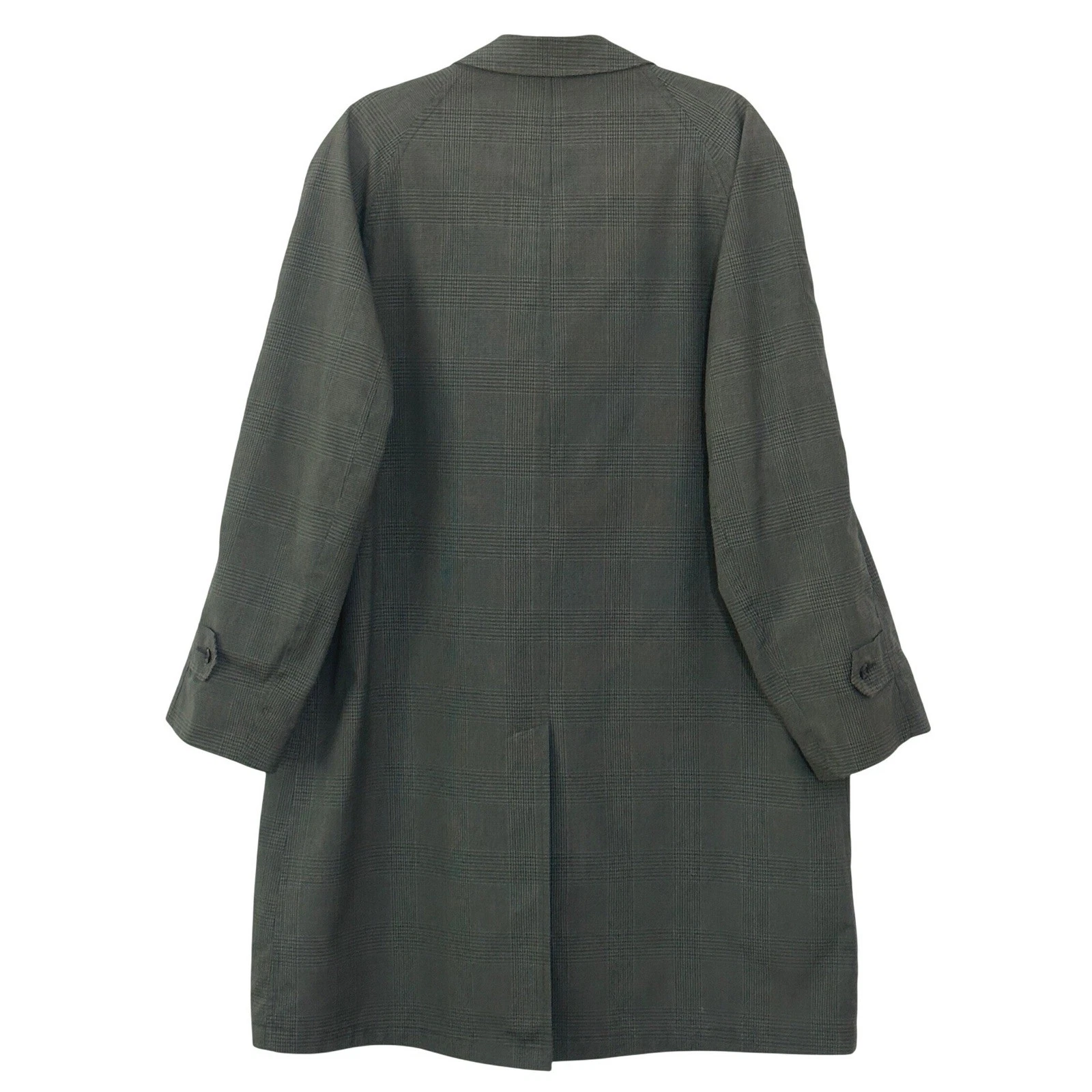 VTG Hastings Mens Mac Coat 40 M Olive Gray Glen Plaid Trench Overcoat Heritage image 3