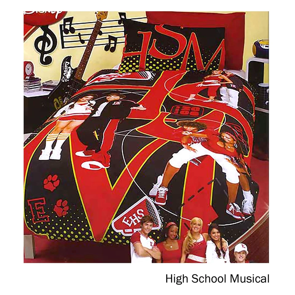 Juego de funda de edredón musical Hannah Montana Camp Rock de escuela secundaria adolescente ÚNICO Foto 3 de 4
