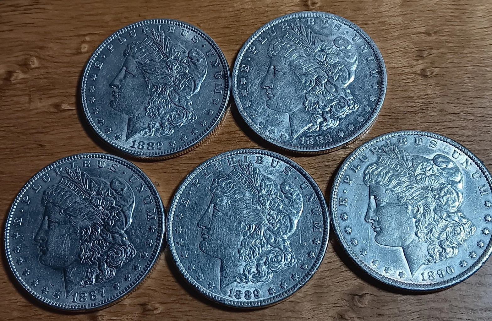 1878-1893 Morgan 90% silve r rolls 5 coins CC intact Ender not in circulation US