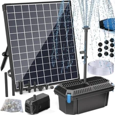 Solar Water Pump with Pond Filter, 25W Solar Pond Filter with Fountain Pump W...