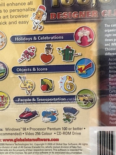 Win 98 CD-ROM 100,000 Designer Clip Art Disc New Sealed! - Afbeelding 8 van 15