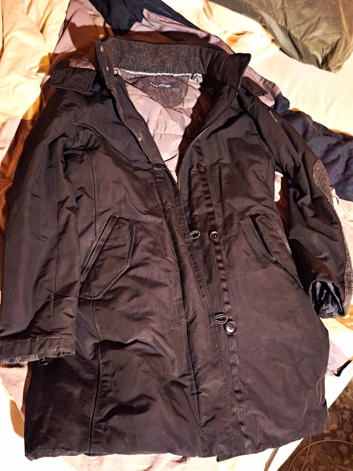 Marc O'Polo Men's Quilted Jacket Black Thermore Stand Collar Size 38 Zip/Button - product detail image 1