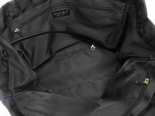 CHANEL Neutral Travel Line Tote MM Black Nylon Leather Shoulder Bag A15991 - Picture 8 of 10