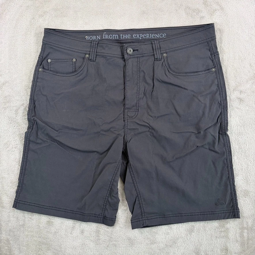 prAna Brion Quick Dry Stretch Performance Shorts in Charcoal Men 40 Hiking