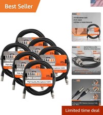 6 Pack of 25ft Tangle-Free XLR Microphone Cables - Exceptional Audio Quality