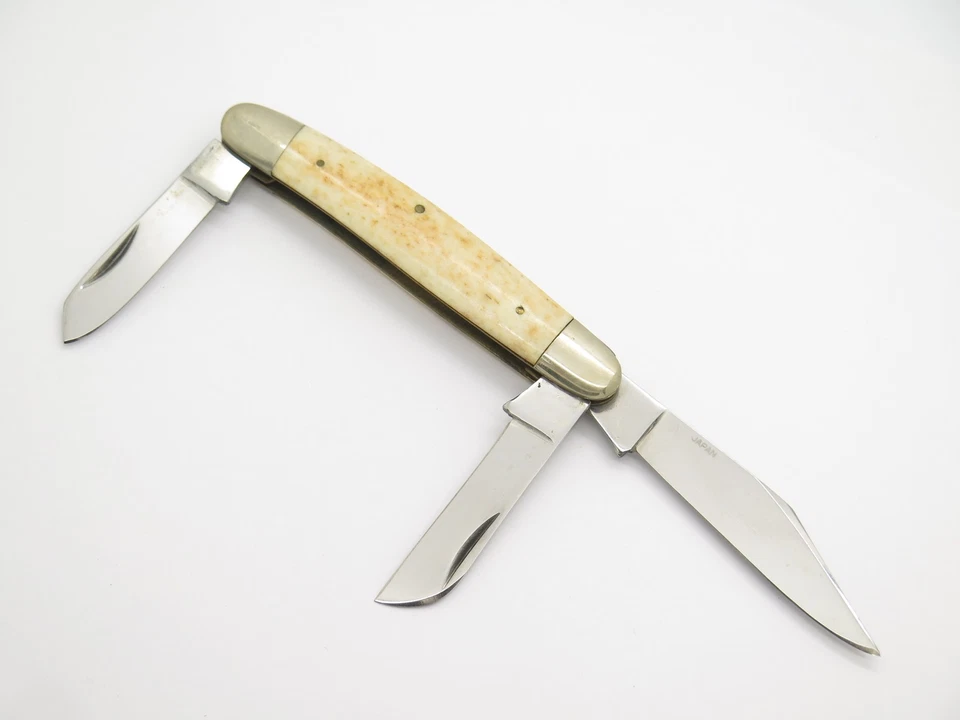 Navaja de Bolsillo Plegable Hueso 3.8" Frost Stockman TC-40 Wrangler Seki Japón Años 80 De Colección Foto 3 de 4