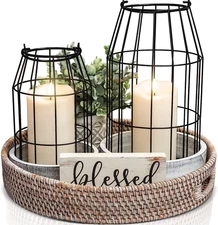 Rustic Farmhouse Lantern Decor Set 2 - Stylish Decorative Lanterns Your Living