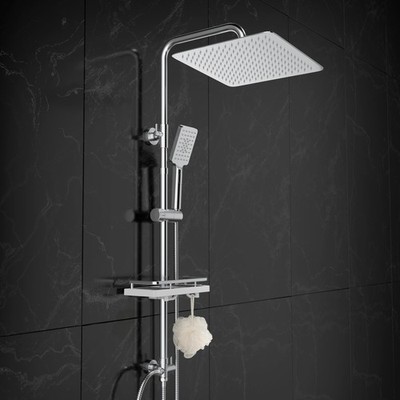 Rain Shower Shower Set without Faucet with Shelf, Stainless Steel Shower System with Shower...