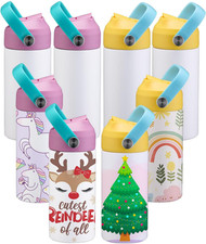 Insulated 12oz Kids Sippy Cups - 8 Pack with Straws for Fun Hydration