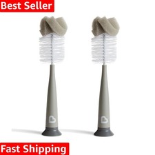 Stylish Sponge Bottle Brush Set - 2 Pack, Grey, for Effortless Baby Bottle Care