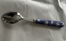 Cuillère à soupe couverts en argenterie SABRE Paris. Pop bleue motif coquille RARE