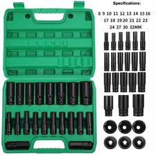 20pcs Metric Deep Impact Socket 1/2 Drive 8mm...