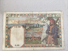 Tunisia 50Francs 9 December 1938 Banque de l&rsquo;Alg&eacute;rie TUNISIE P12a Vintage B/note