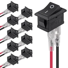 10PCS Mini Square Toggle Switch Rocker Switch SPST 2Pin on off 120V 10A on and o