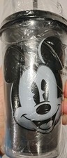 Vtg DISNEY STORE MICKEY MOUSE 20oz Travel Tumbler Drinking Cup NEW Lid Straw
