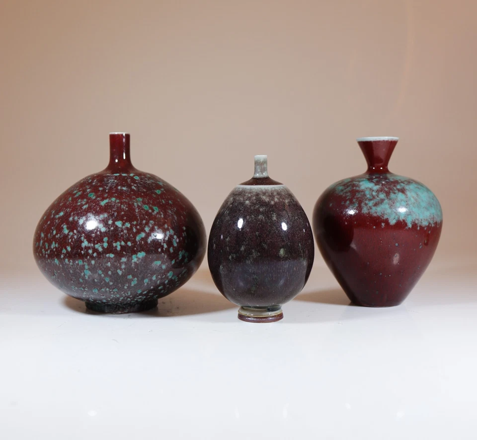 3 Stoneware Vases with Aniara Glaze Berndt Friberg Gustavsberg 1959 - Image 4 of 4