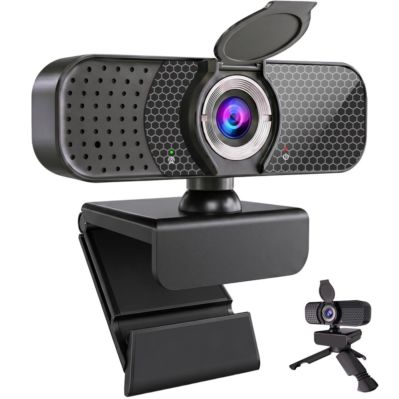 C26 1080P Webcam with Microphone, USB Computer with Privacy Cover, Noise Redu...