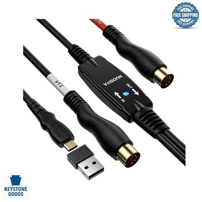 4.5FT MIDI to USB Type-C Cable for Piano Keyboard & Music Instruments