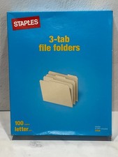 STAPLES 3-tab file folders Size Letter Qty. 100