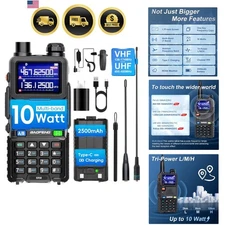 Ham Radio 10W VHF UHF Walkie Talkies NOAA Weather Radio Long Range Emergency