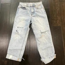 BDG Urban Outfitters High Waist Straight Distressed Jeans Blue Womens Size 28