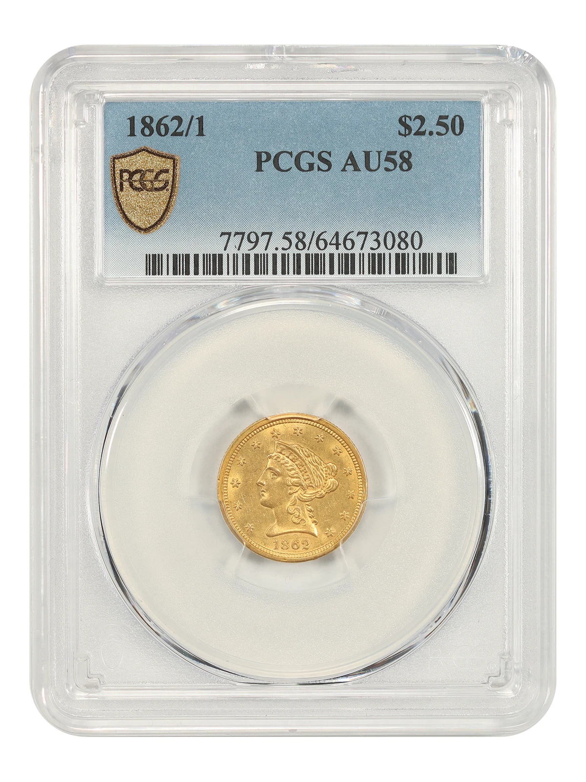 1862/1 $2.50 PCGS AU58 - Liberty Head $2.5