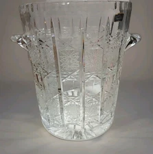Violetta Crystal Hand Cut 24% Lead Crystal Ice Bucket Starburst Pattern 9" X...